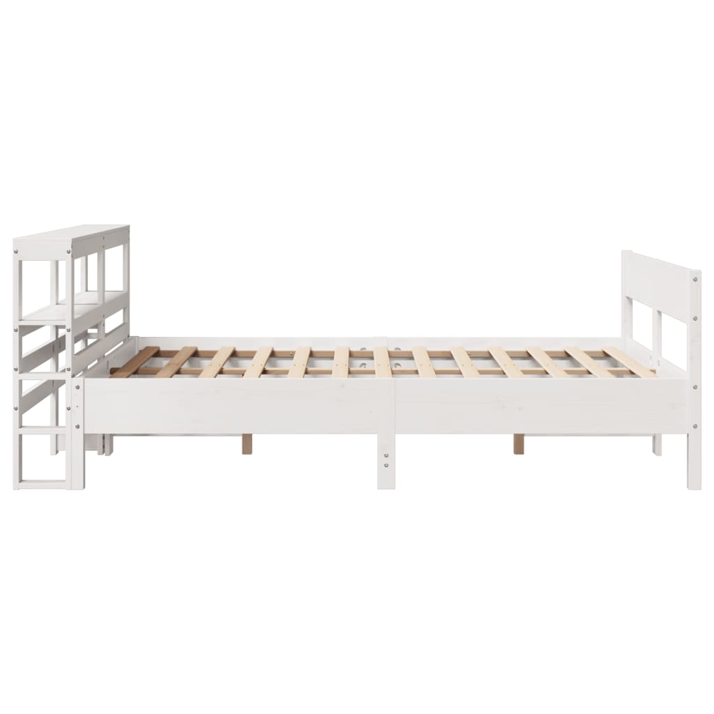 Bed Frame without Mattress White 140x190 cm Solid Wood Pine