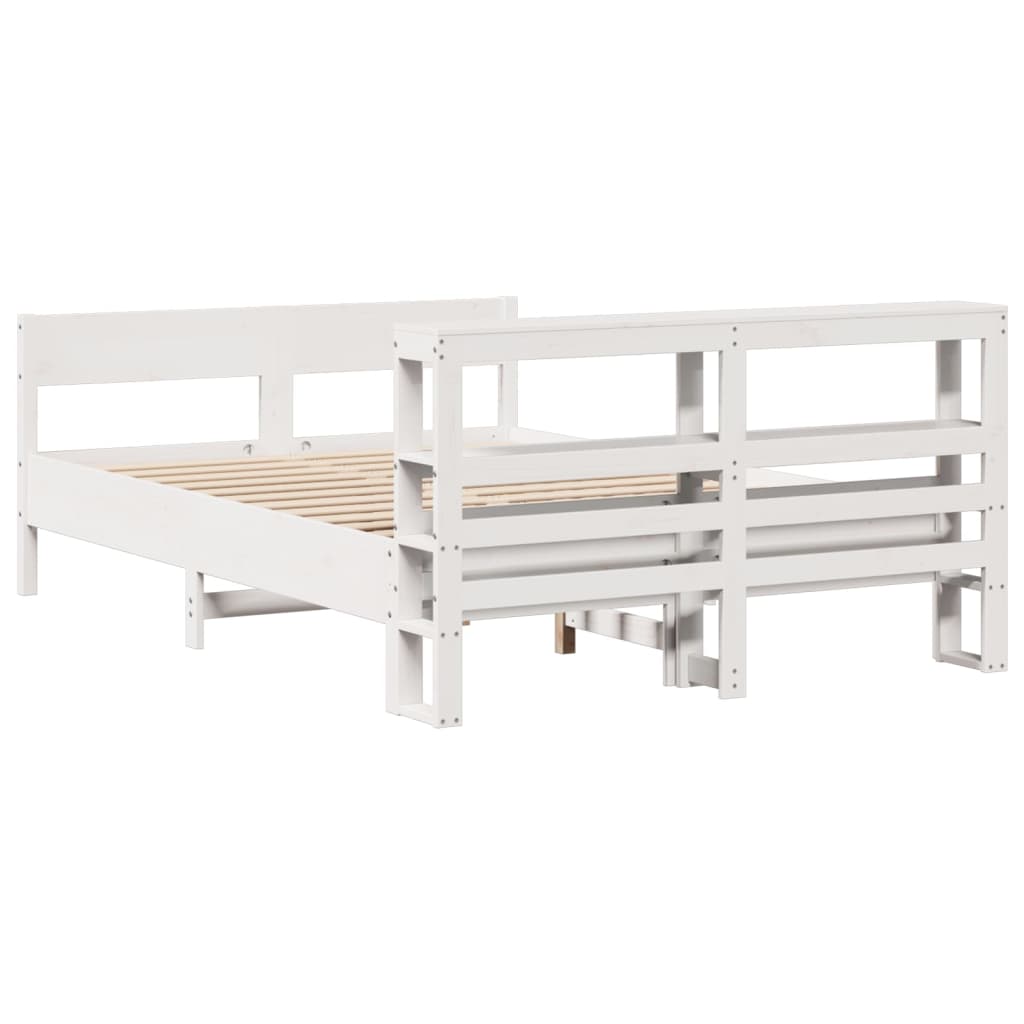 Bed Frame without Mattress White 140x190 cm Solid Wood Pine