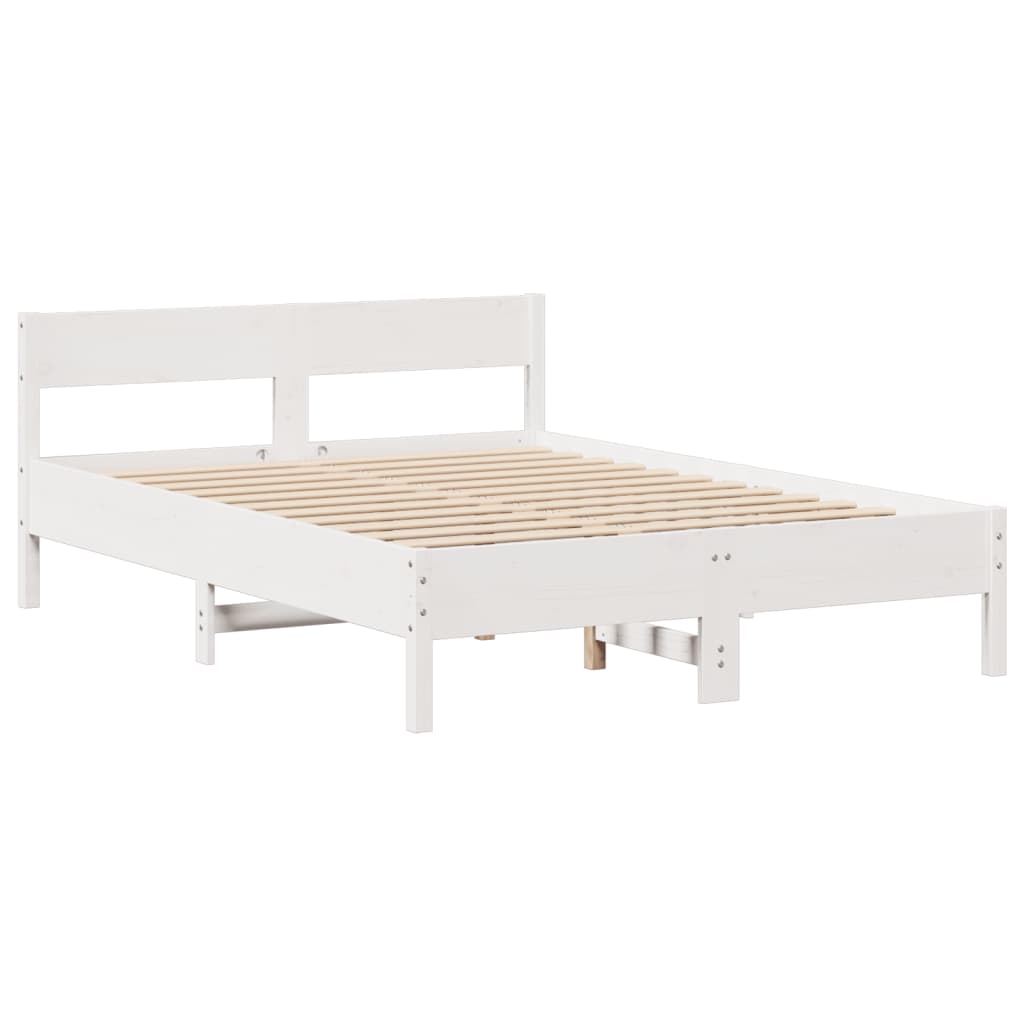 Bed Frame without Mattress White 140x190 cm Solid Wood Pine