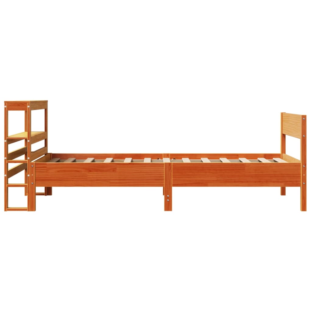 Bed Frame without Mattress Wax Brown 90x190 cm Single Solid Wood Pine