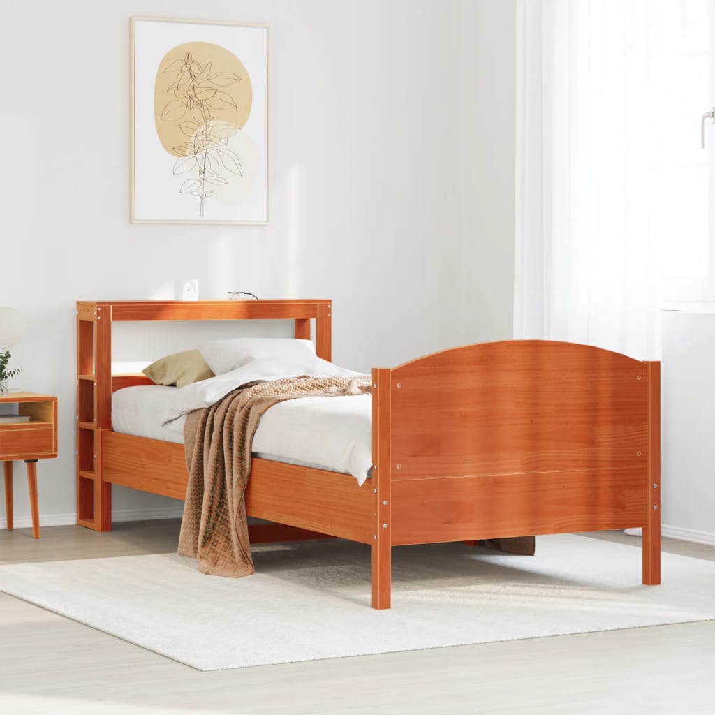 Bed Frame without Mattress Wax Brown 100x200 cm Solid Wood Pine