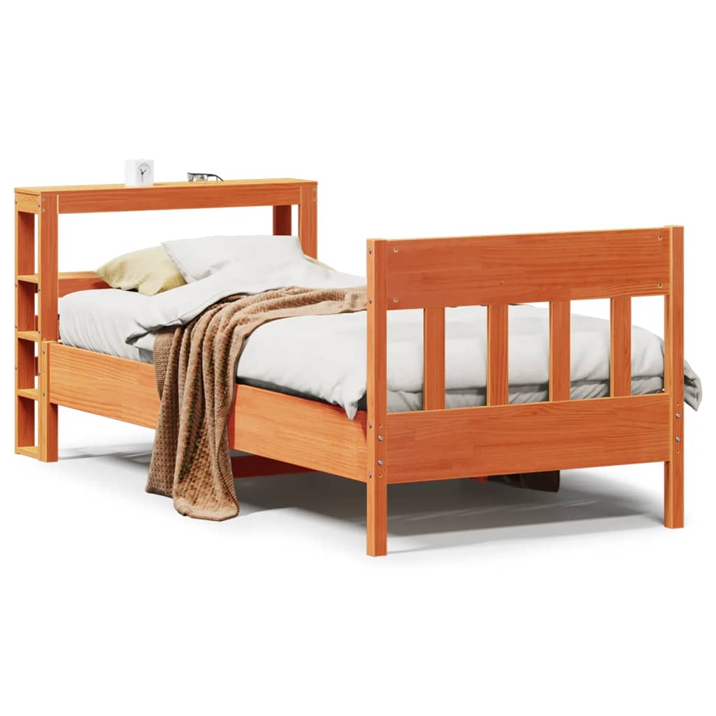 Bed Frame without Mattress Wax Brown 90x190 cm Single Solid Wood Pine
