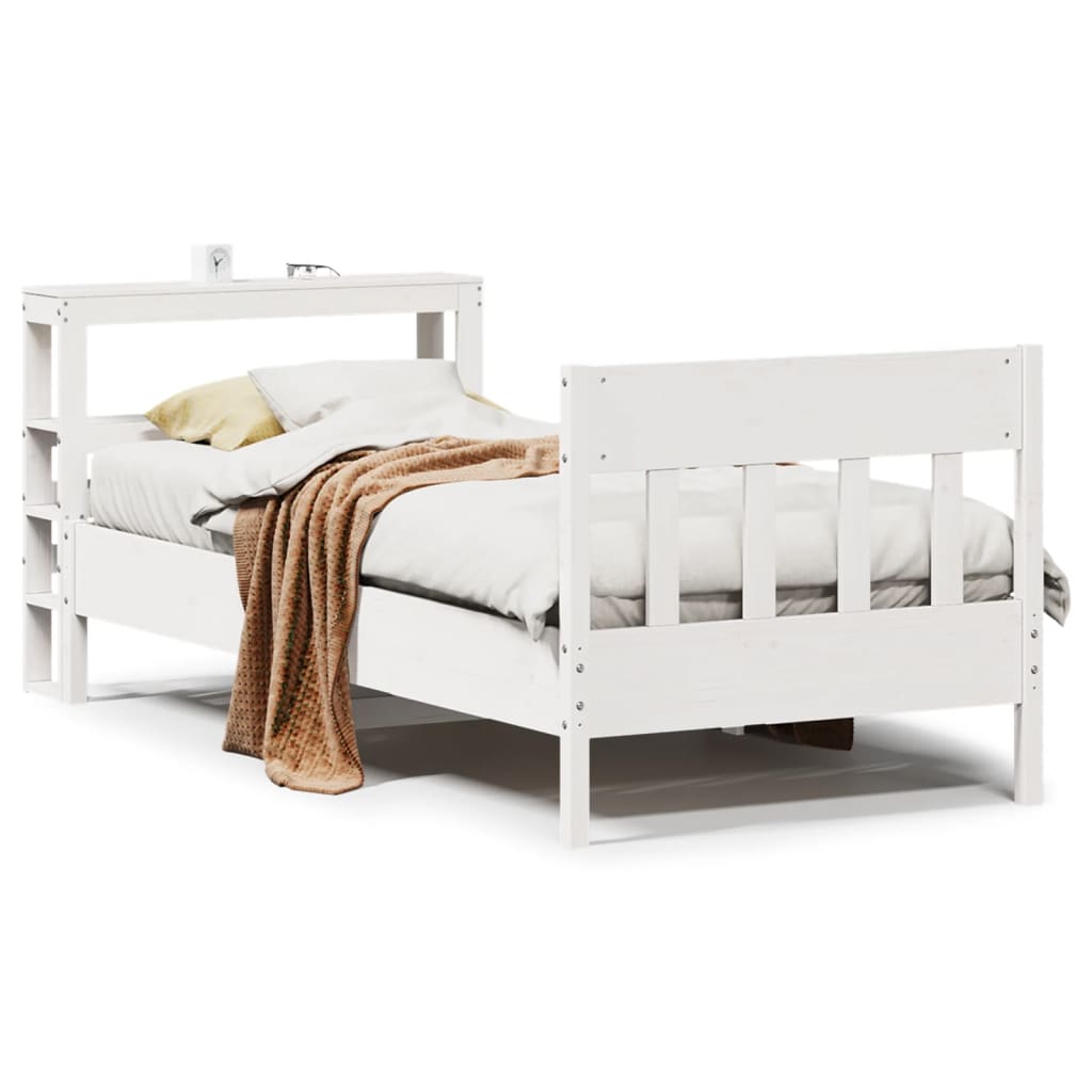 Bed Frame without Mattress White 75x190 cm Small Single Solid Wood Pine