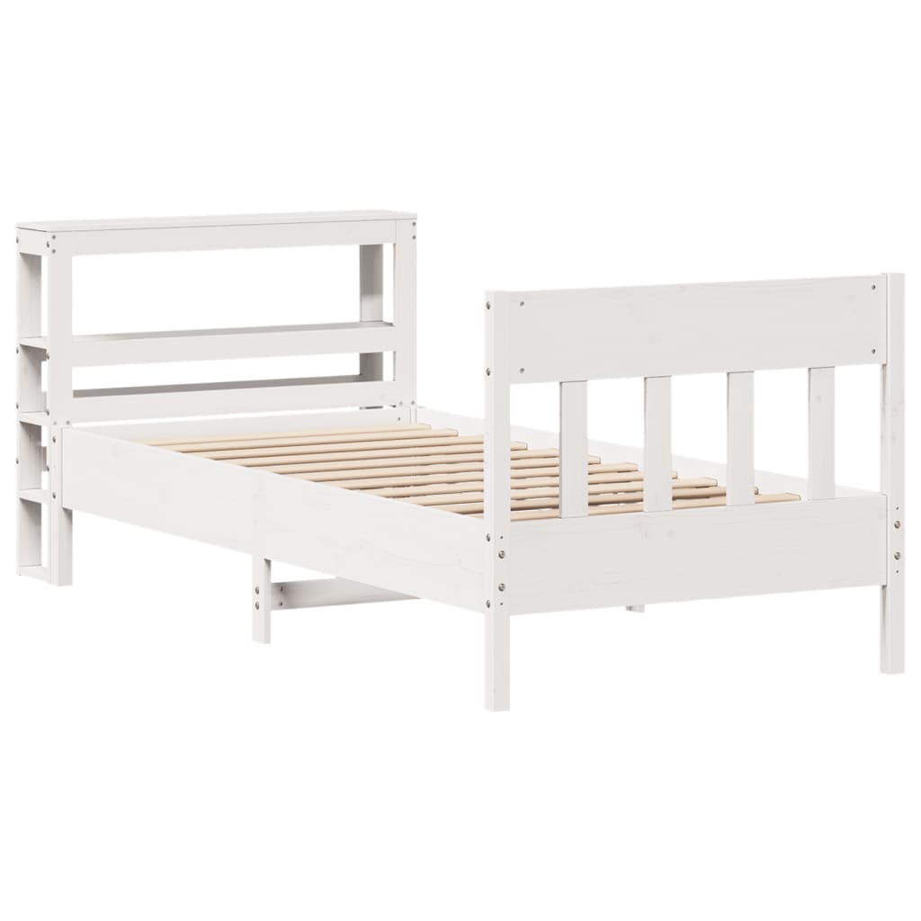 Bed Frame without Mattress White 75x190 cm Small Single Solid Wood Pine