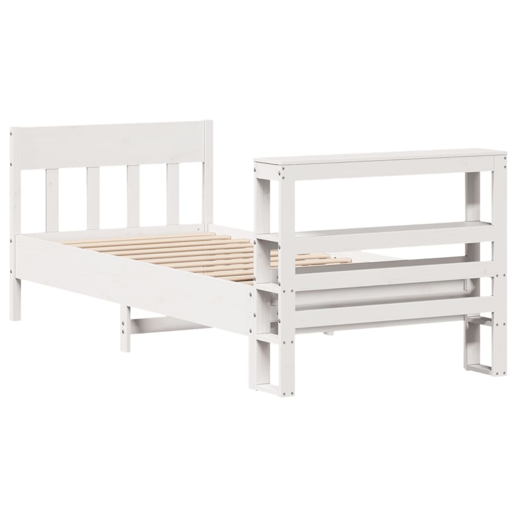 Bed Frame without Mattress White 75x190 cm Small Single Solid Wood Pine