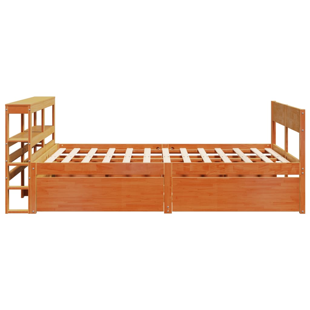 Bed Frame without Mattress Wax Brown 150x200 cm King Size Solid Wood Pine