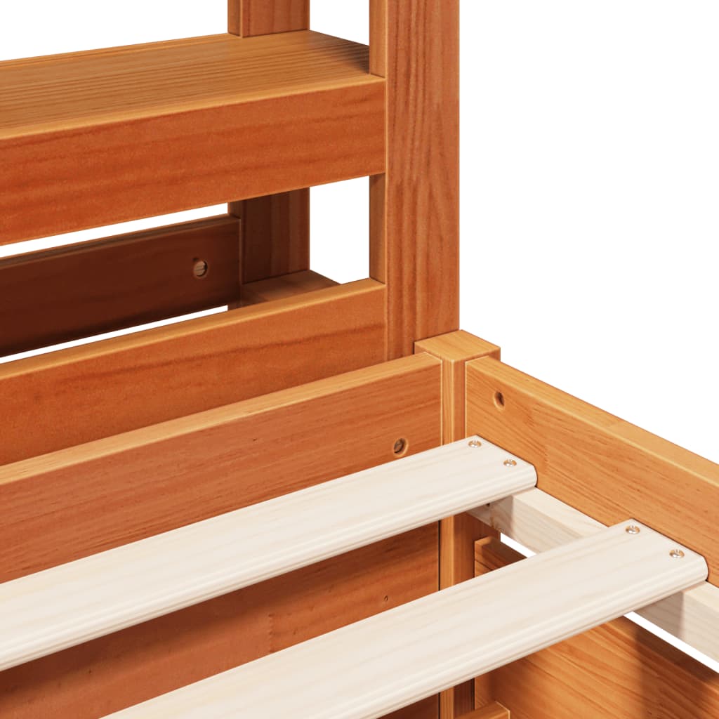 Bed Frame without Mattress Wax Brown 150x200 cm King Size Solid Wood Pine