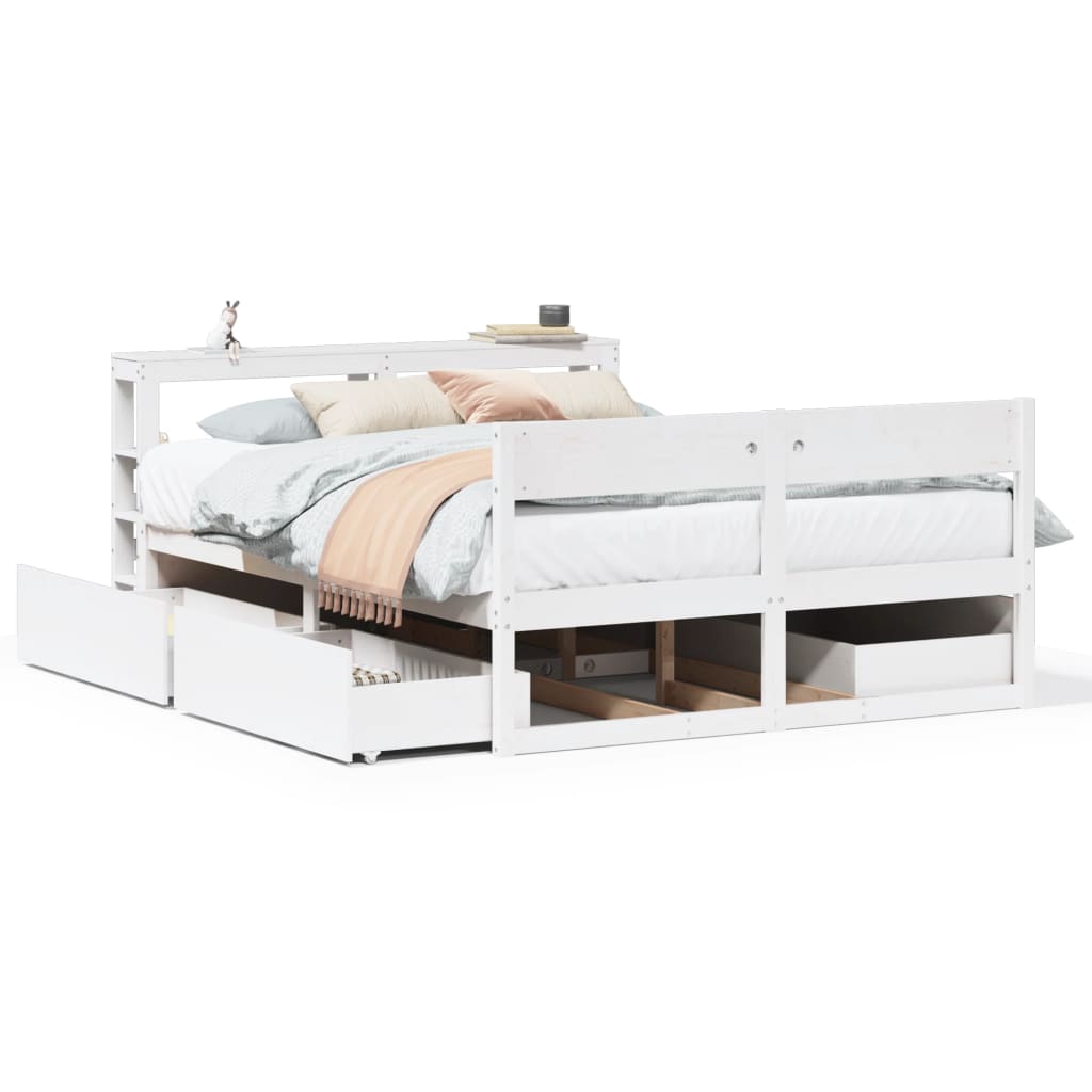 Bed Frame without Mattress White 140x200 cm Solid Wood Pine