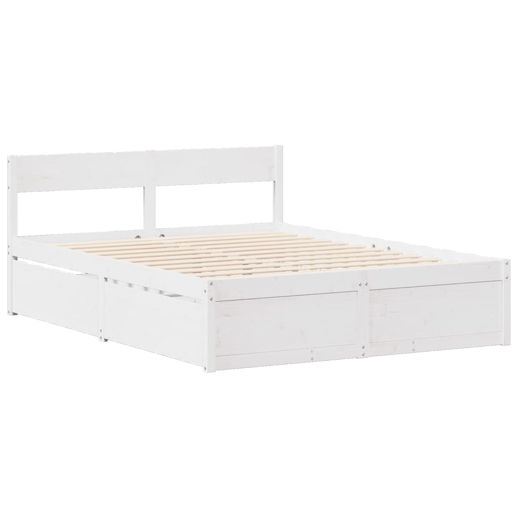 Bed Frame without Mattress White 140x200 cm Solid Wood Pine