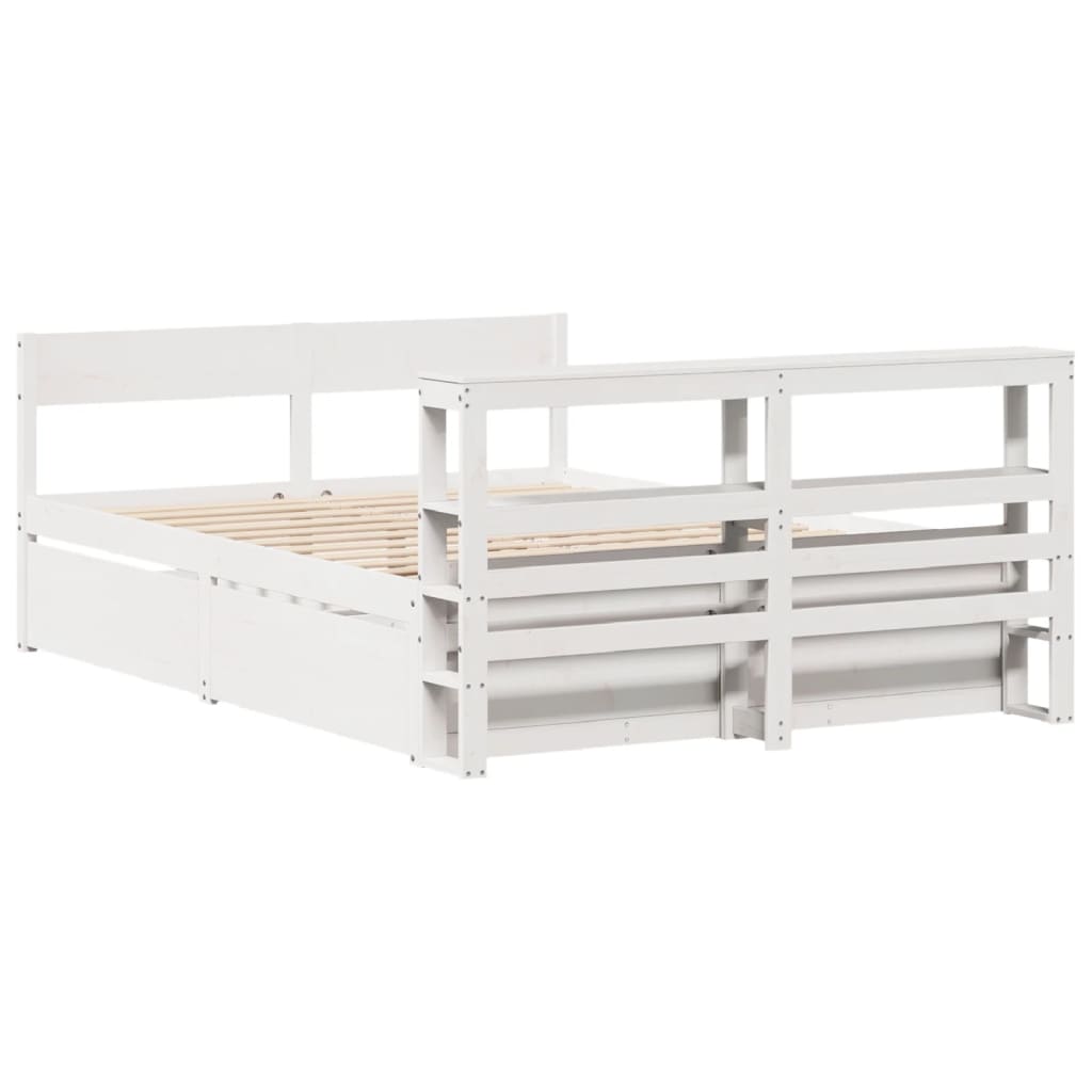 Bed Frame without Mattress White 140x200 cm Solid Wood Pine
