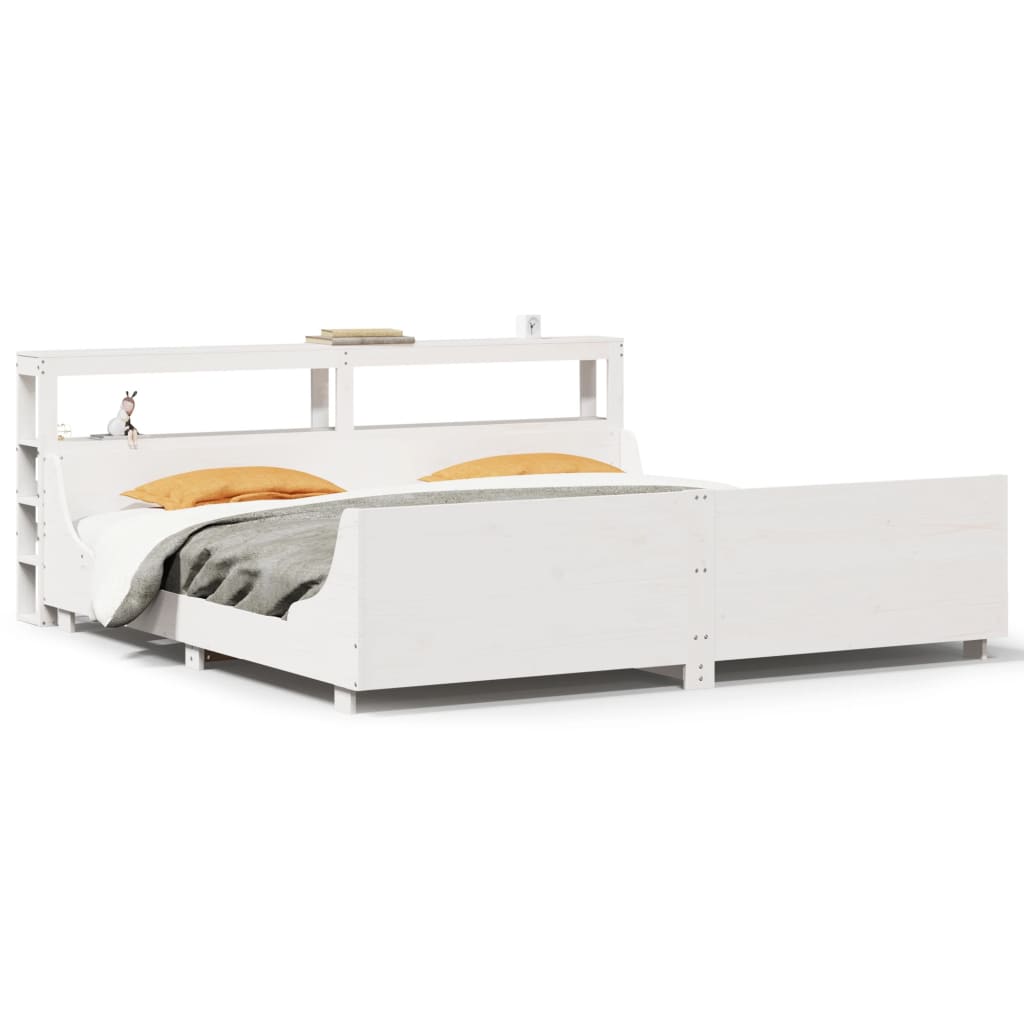 Bed Frame without Mattress White 180x200 cm Super King Solid Wood Pine