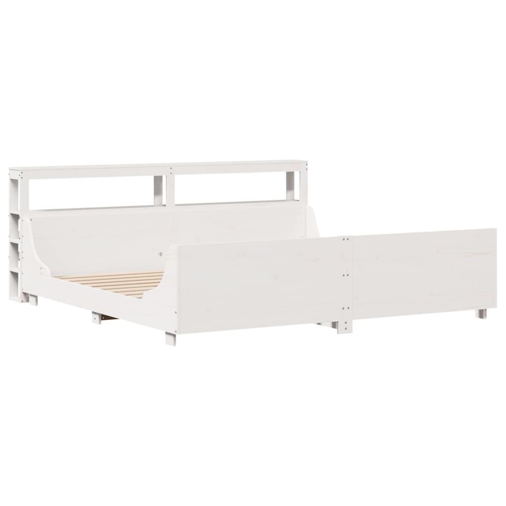 Bed Frame without Mattress White 180x200 cm Super King Solid Wood Pine