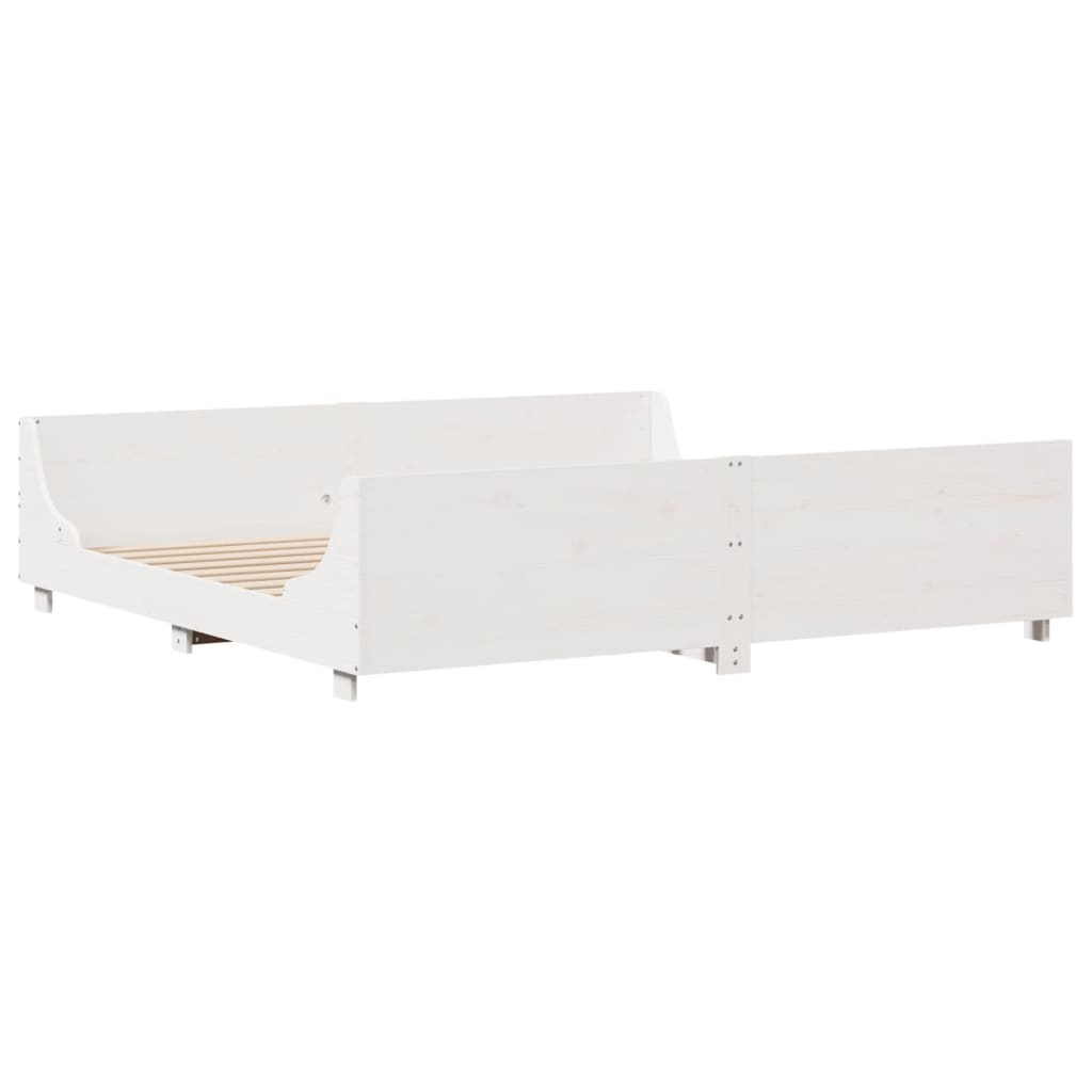 Bed Frame without Mattress White 180x200 cm Super King Solid Wood Pine