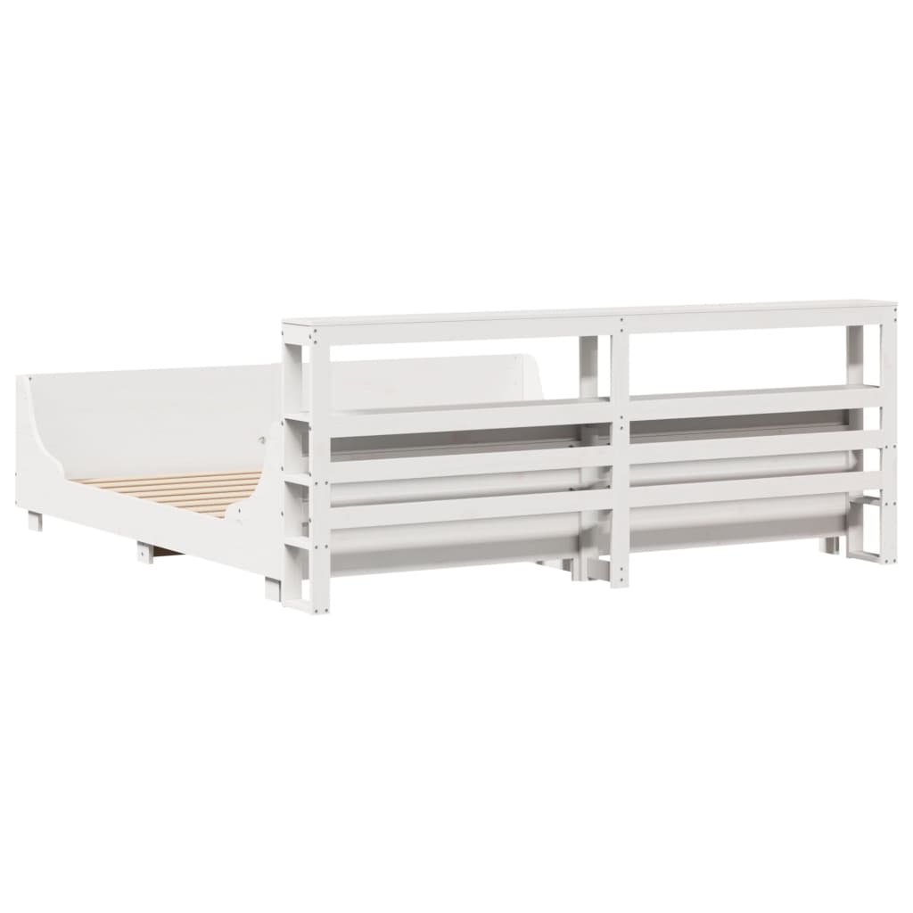 Bed Frame without Mattress White 180x200 cm Super King Solid Wood Pine
