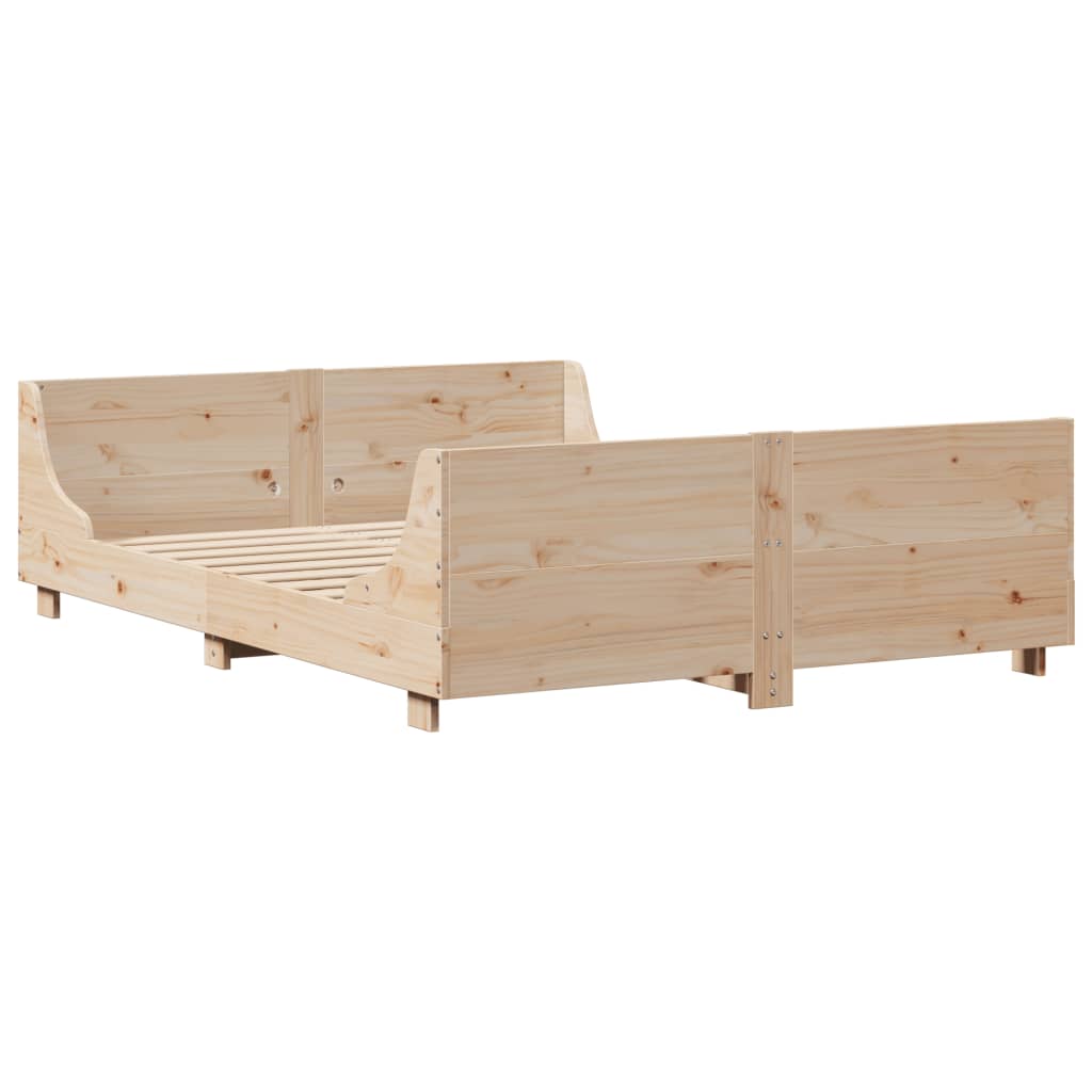 Bed Frame without Mattress 140x190 cm Solid Wood Pine