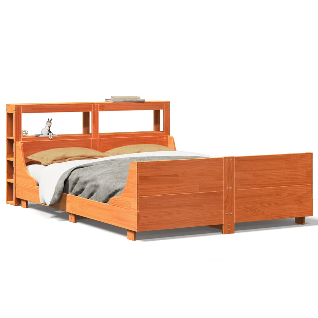 Bed Frame without Mattress Wax Brown 120x190 cm Small Double Solid Wood Pine