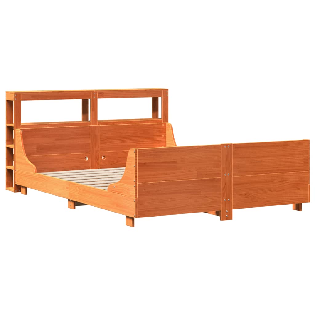 Bed Frame without Mattress Wax Brown 120x190 cm Small Double Solid Wood Pine