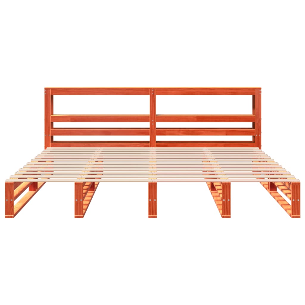 Bed Frame without Mattress Wax Brown 180x200 cm Super King Solid Wood Pine