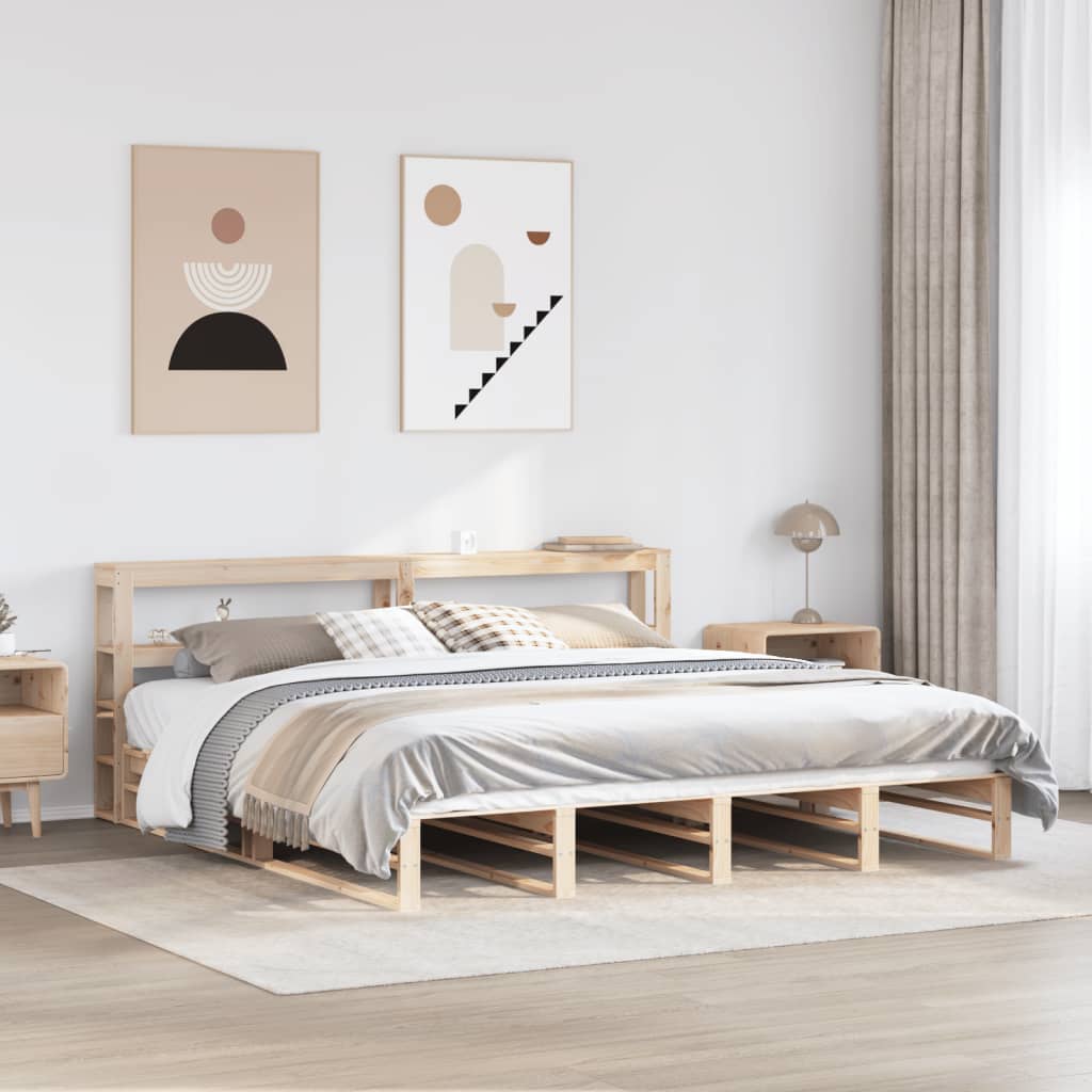 Bed Frame without Mattress 200x200 cm Solid Wood Pine