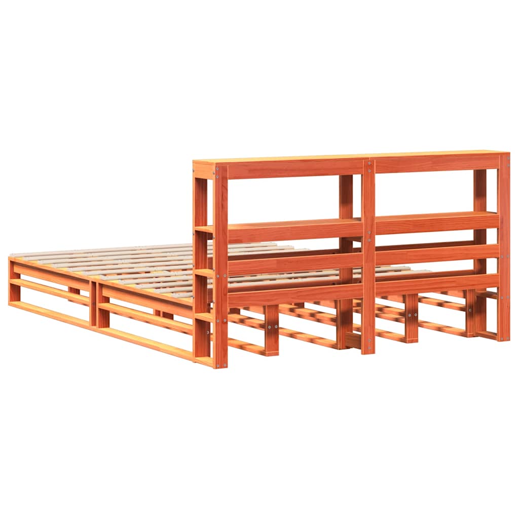 Bed Frame without Mattress Wax Brown 140x190 cm Solid Wood Pine