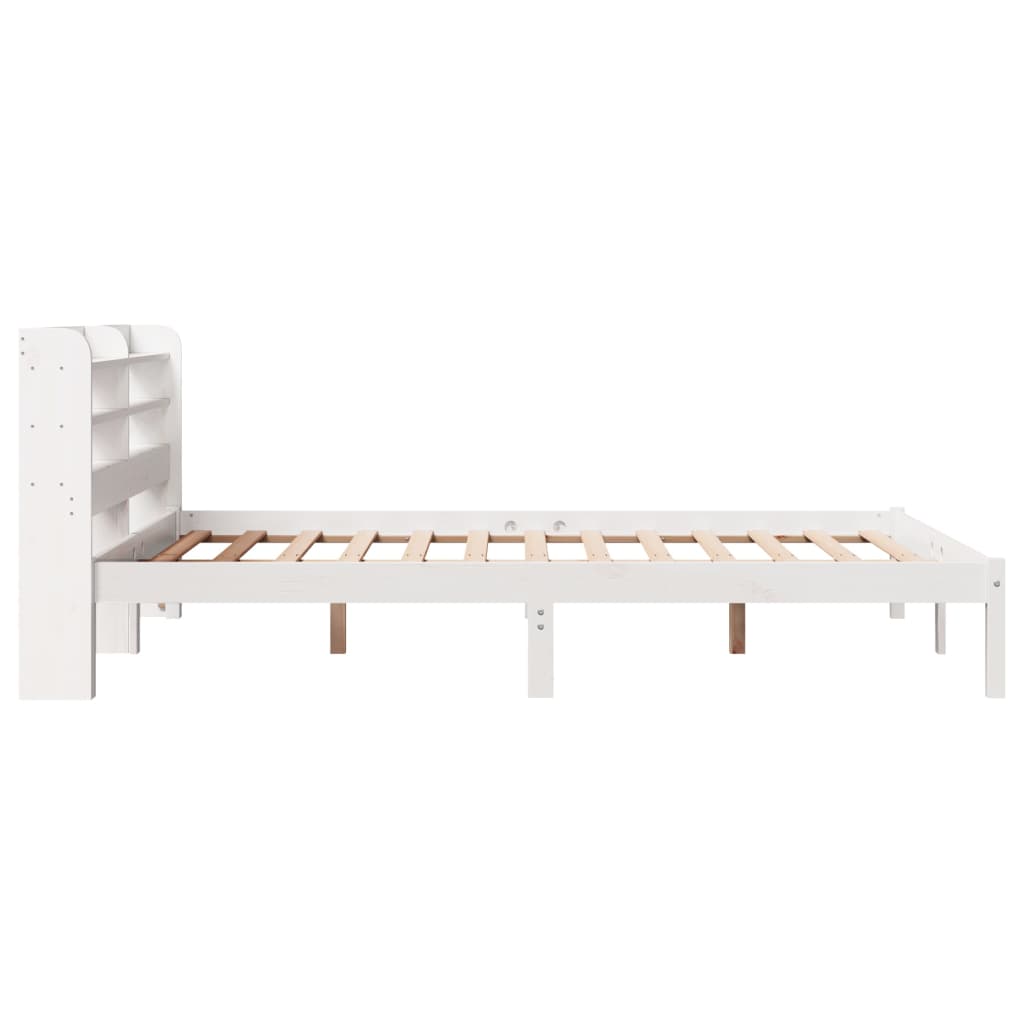 Bed Frame without Mattress White 150x200 cm King Size Solid Wood Pine