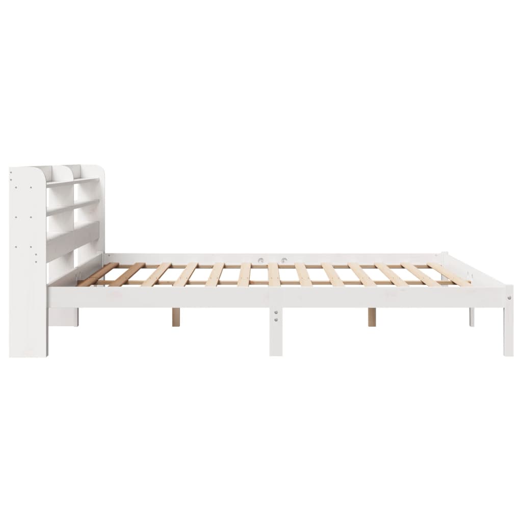 Bed Frame without Mattress White 200x200 cm Solid Wood Pine