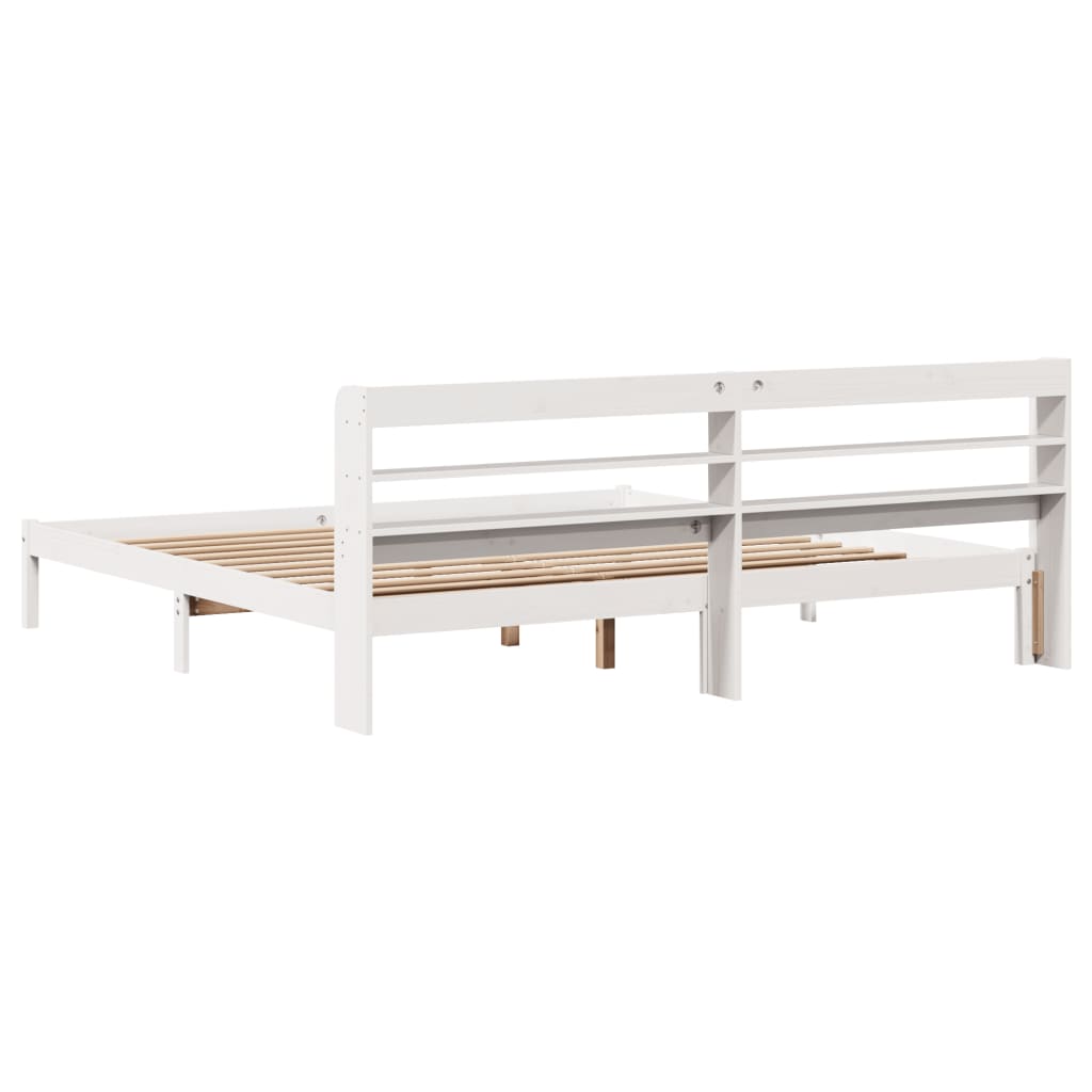 Bed Frame without Mattress White 200x200 cm Solid Wood Pine
