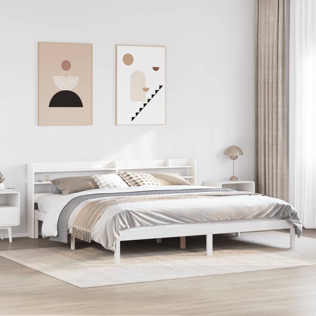 Bed Frame without Mattress White 200x200 cm Solid Wood Pine