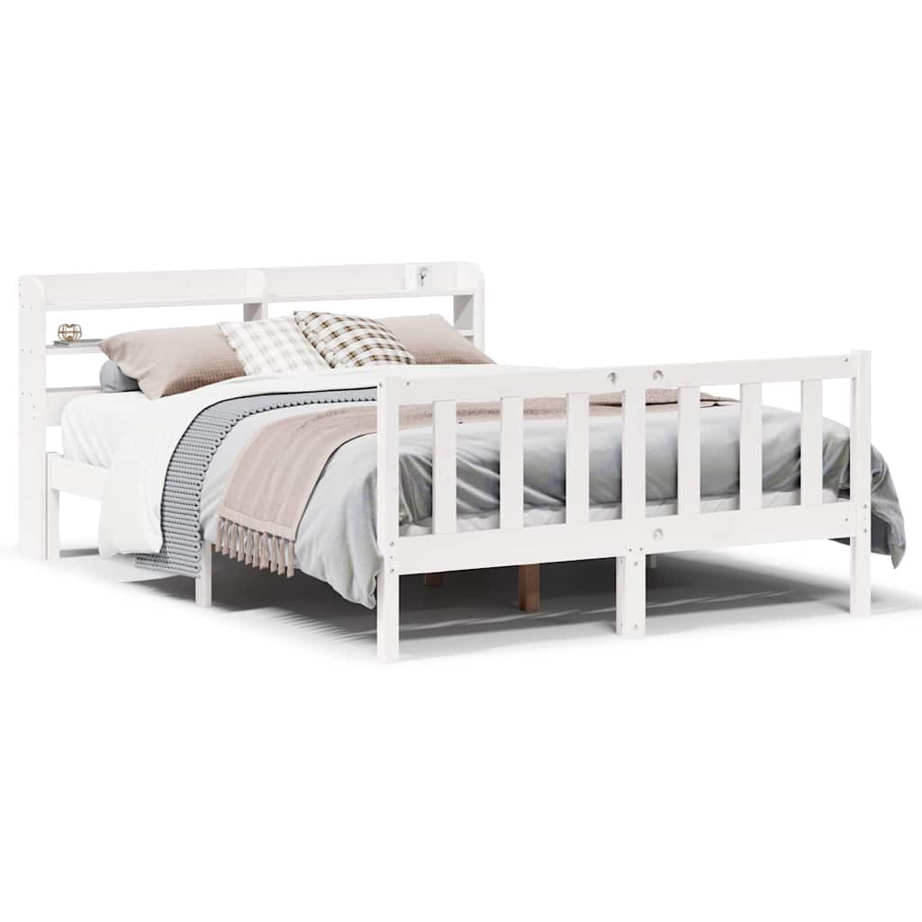Bed Frame without Mattress White 140x190 cm Solid Wood Pine