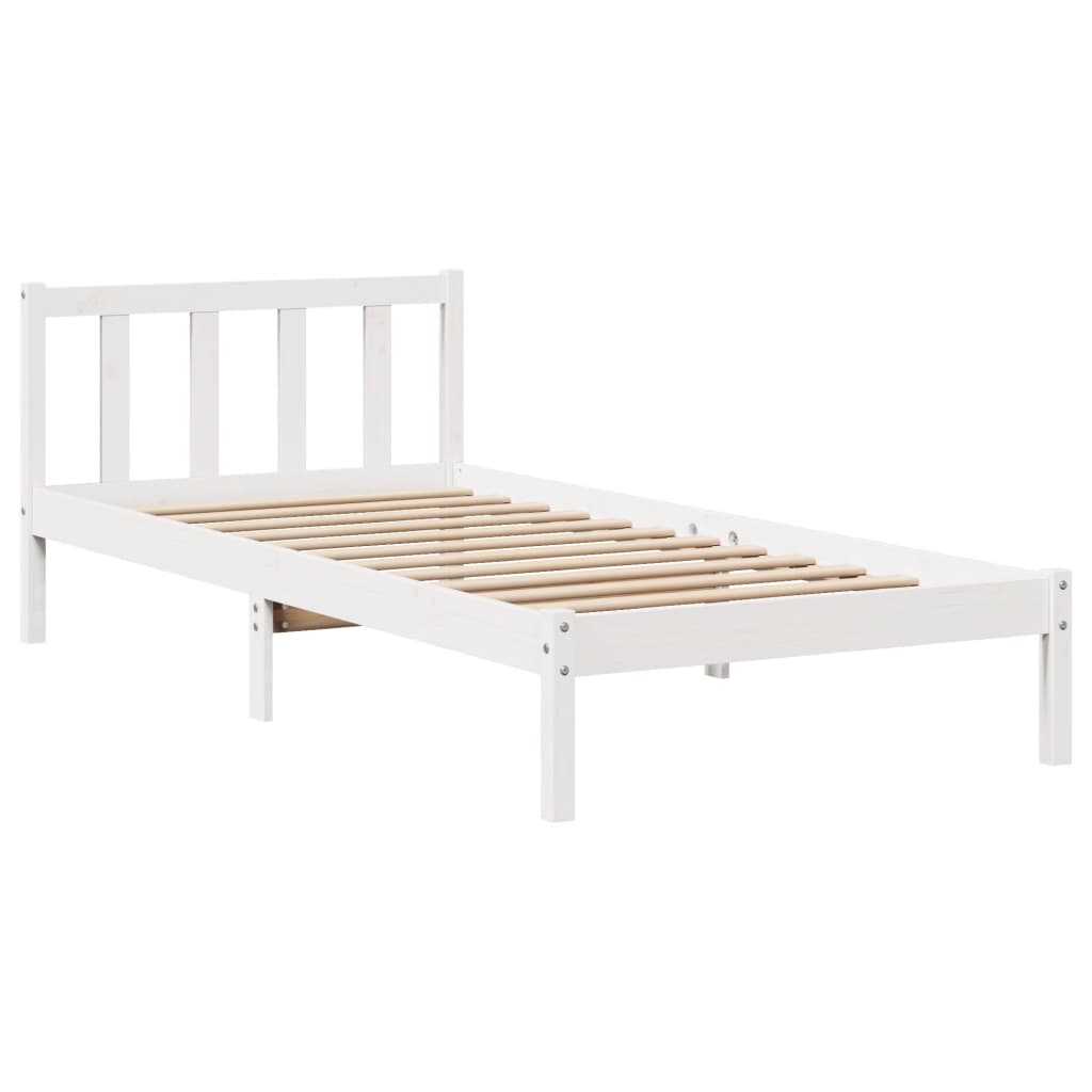 Bed Frame without Mattress White 90x200 cm Solid Wood Pine