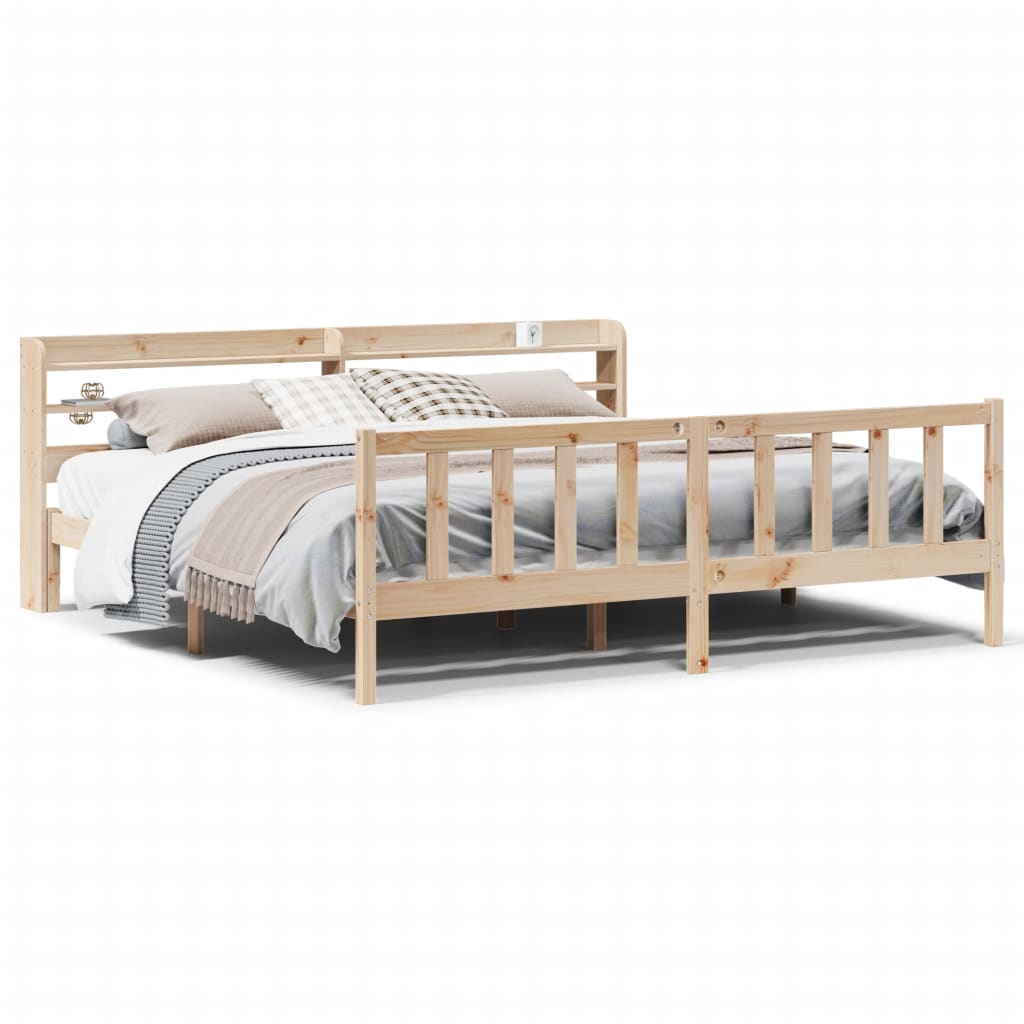 Bed Frame without Mattress 200x200 cm Solid Wood Pine