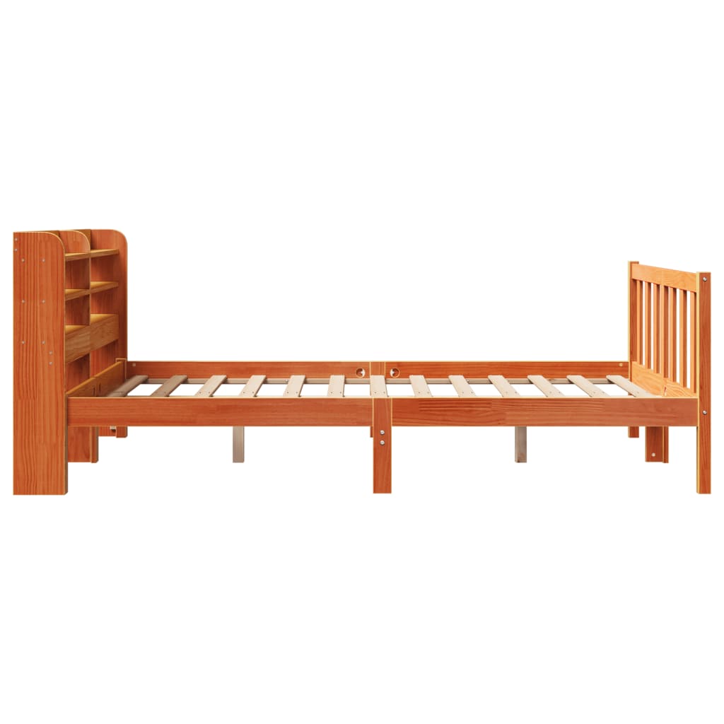 Bed Frame with Headboard without Mattress Wax Brown 135x190 cm Double