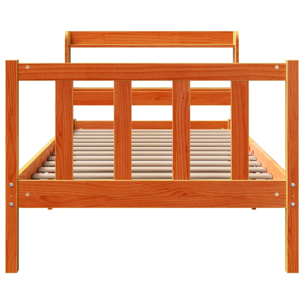 Bed Frame with Headboard without Mattress Wax Brown 100x200 cm