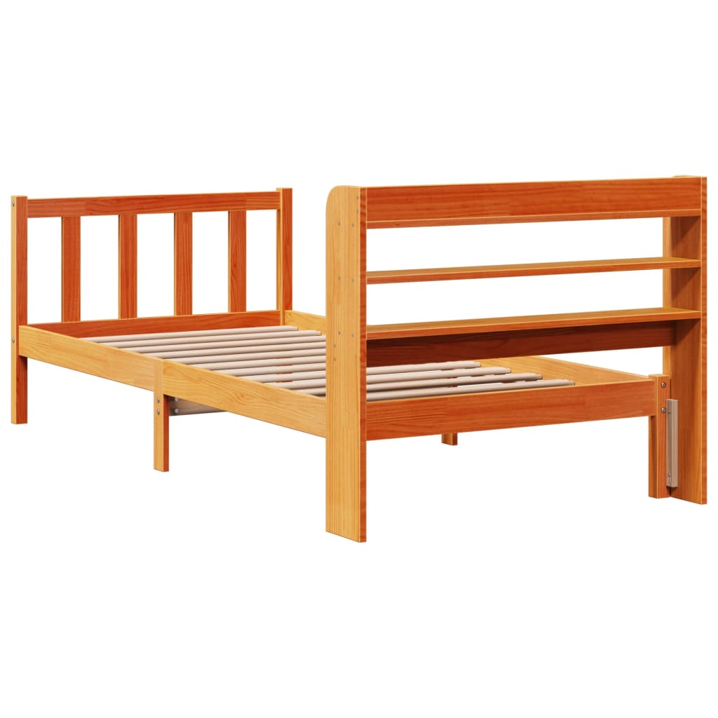 Bed Frame with Headboard without Mattress Wax Brown 100x200 cm