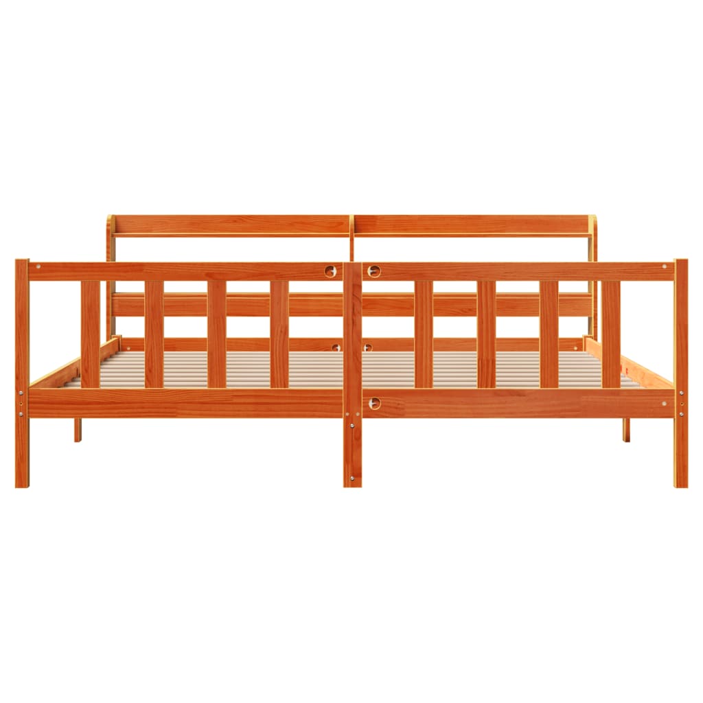 Bed Frame with Headboard without Mattress Wax Brown 180x200 cm Super King