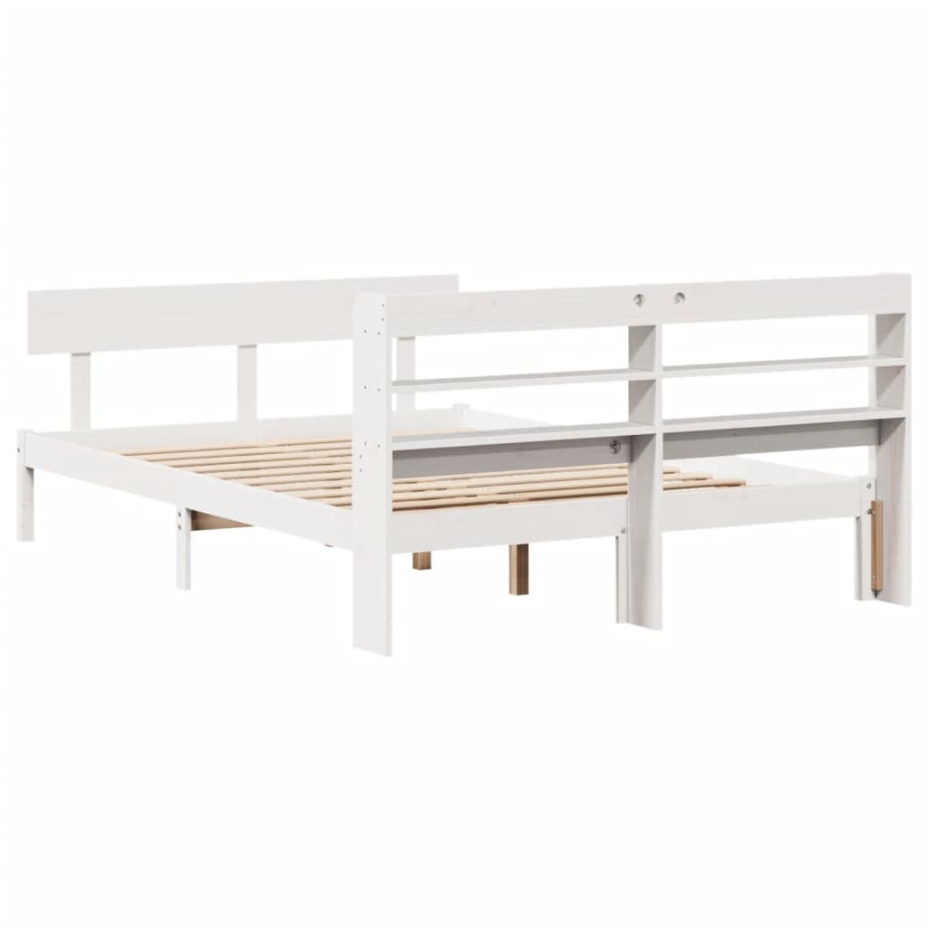 Bed Frame without Mattress White 120x200 cm Solid Wood Pine