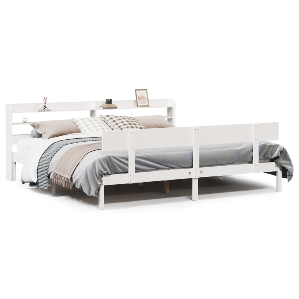 Bed Frame without Mattress White 200x200 cm Solid Wood Pine