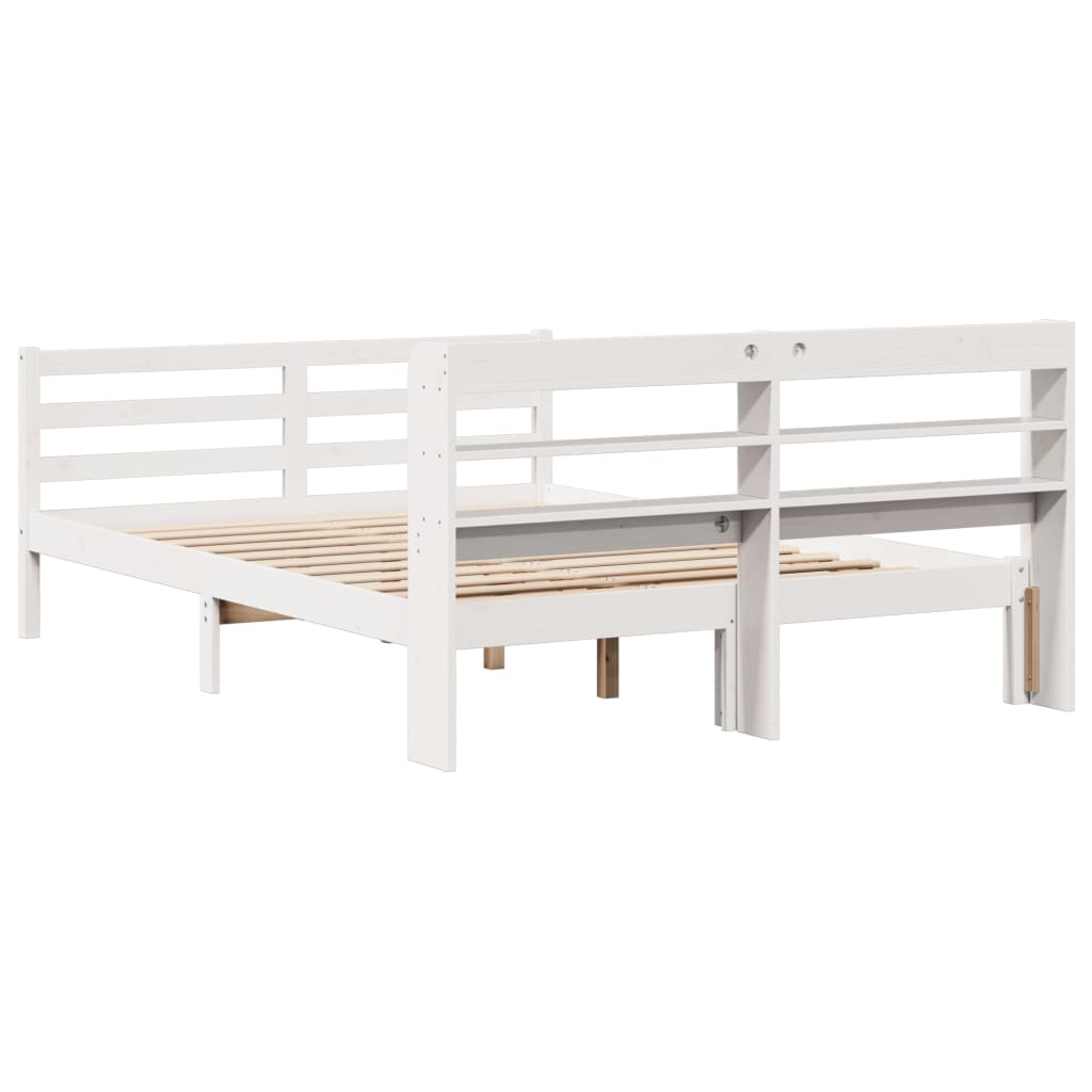 Bed Frame with Headboard without Mattress White 140x200 cm
