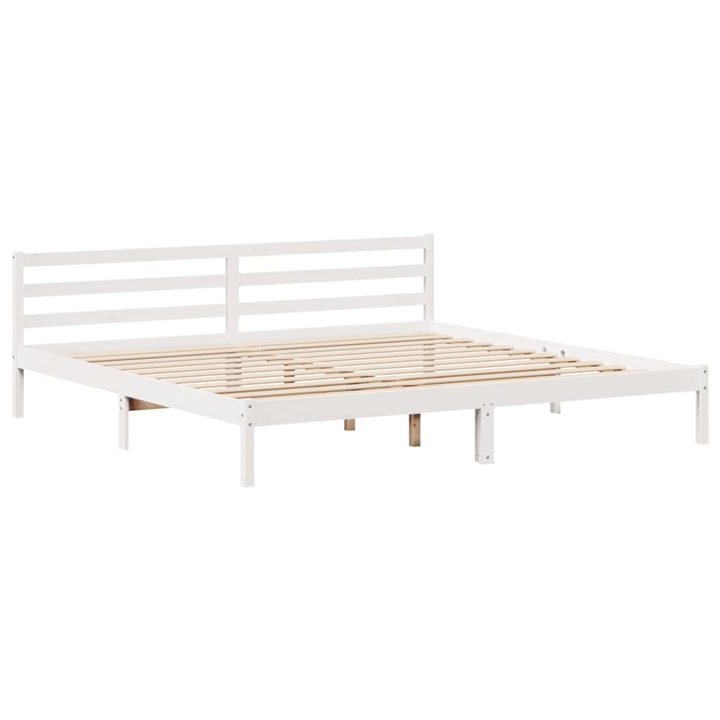 Bed Frame with Headboard without Mattress White 180x200 cm Super King