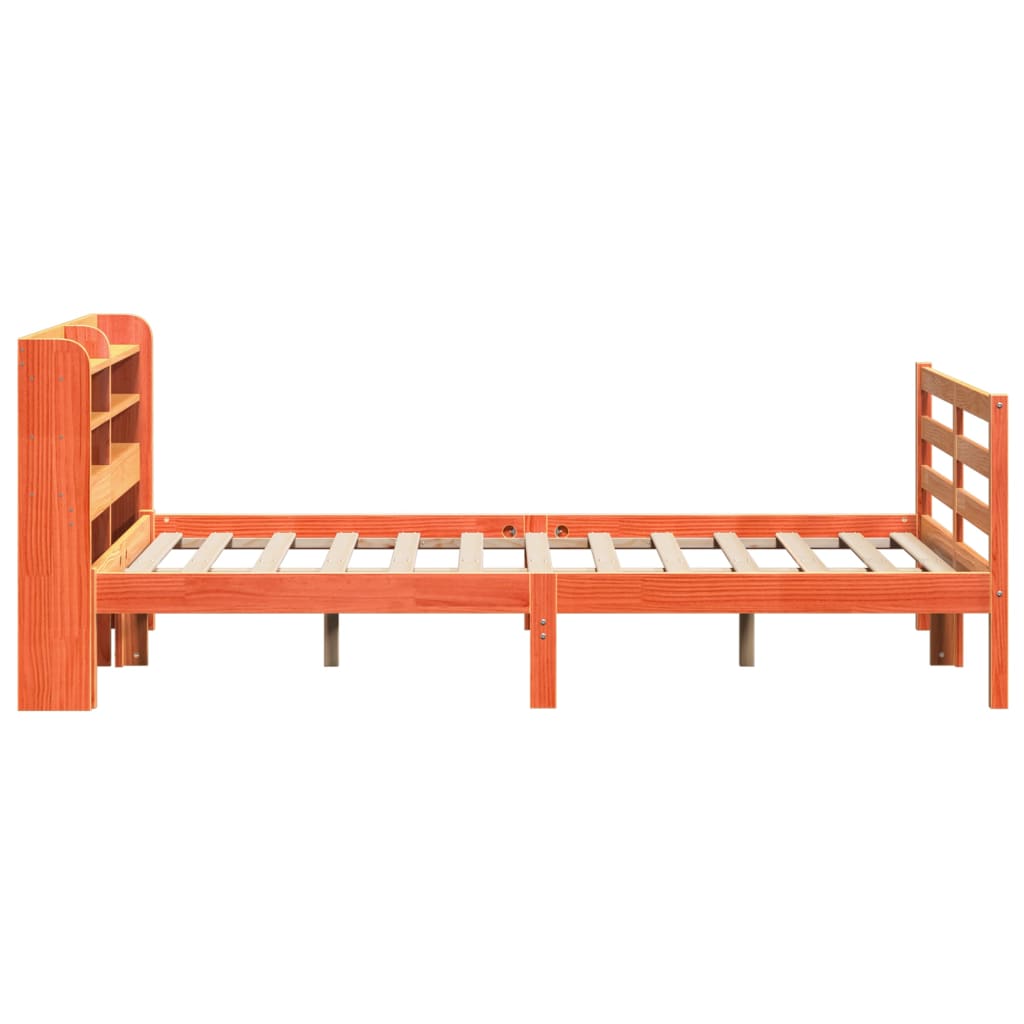 Bed Frame without Mattress Wax Brown 160x200 cm Solid Wood Pine