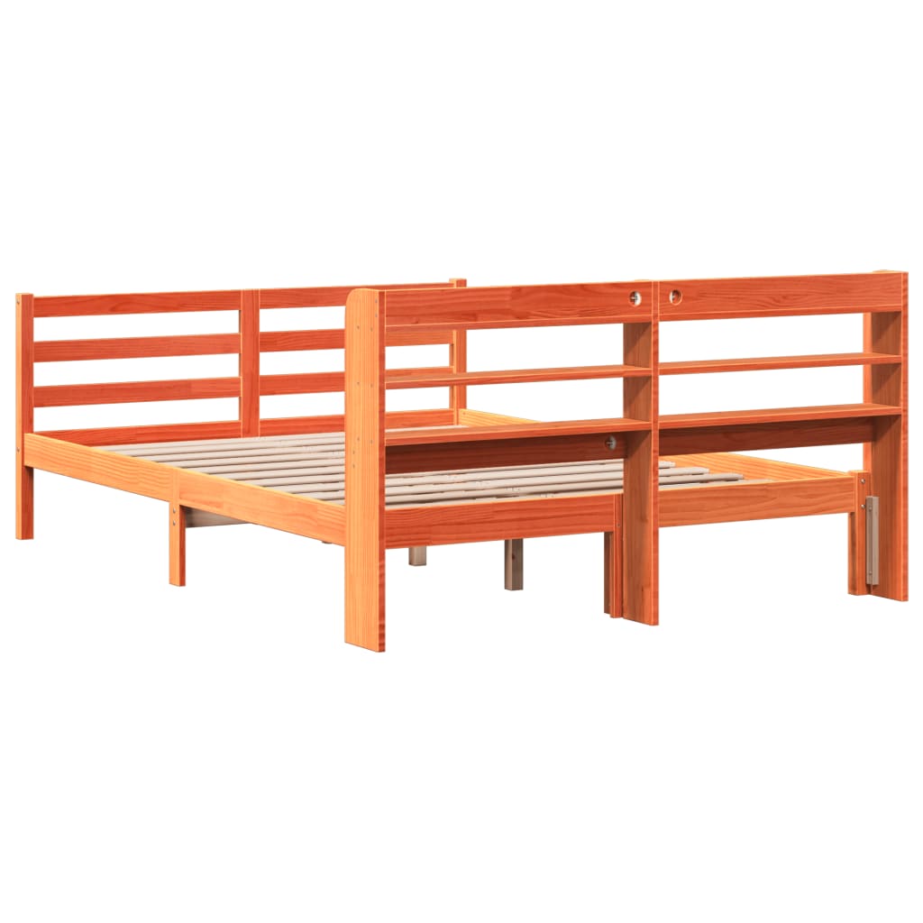 Bed Frame without Mattress Wax Brown 160x200 cm Solid Wood Pine