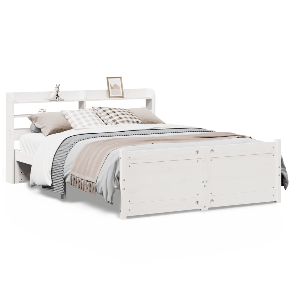 Bed Frame with Headboard without Mattress White 120x190 cm Small Double