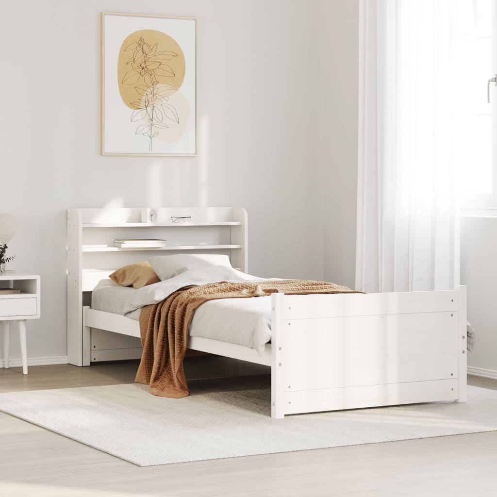 Bed Frame with Headboard without Mattress White 90x200 cm