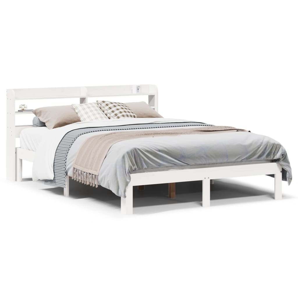 Bed Frame with Headboard without Mattress White 120x190 cm Small Double