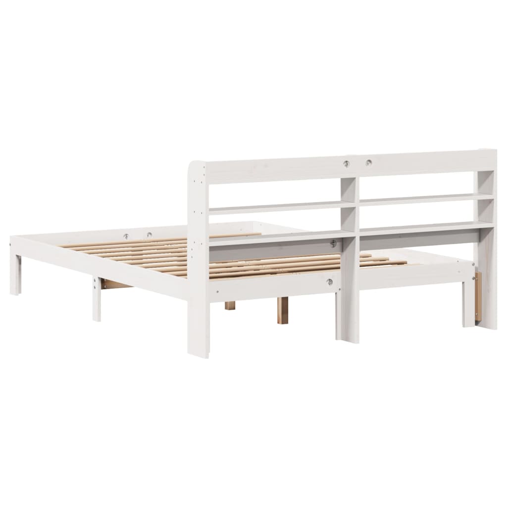 Bed Frame with Headboard without Mattress White 120x190 cm Small Double
