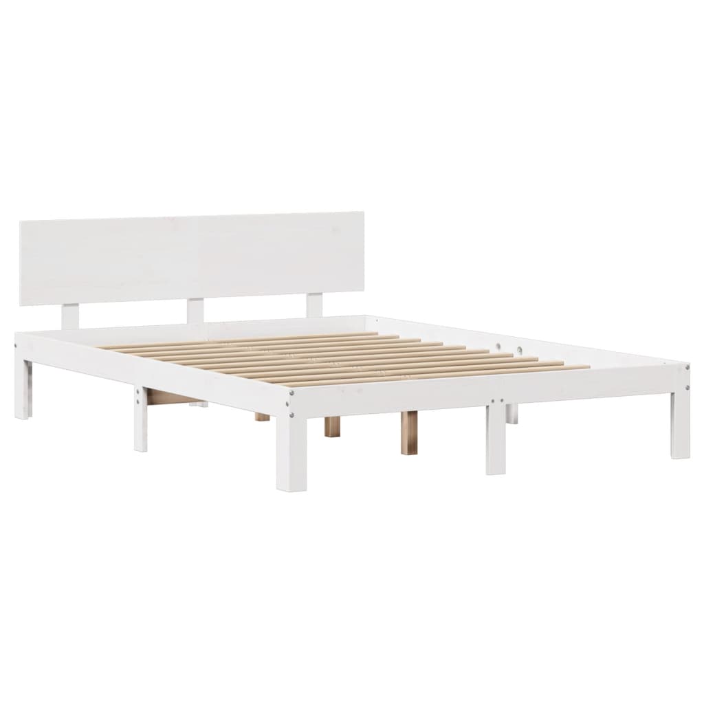 Bed Frame with Headboard without Mattress White 135x190 cm Double