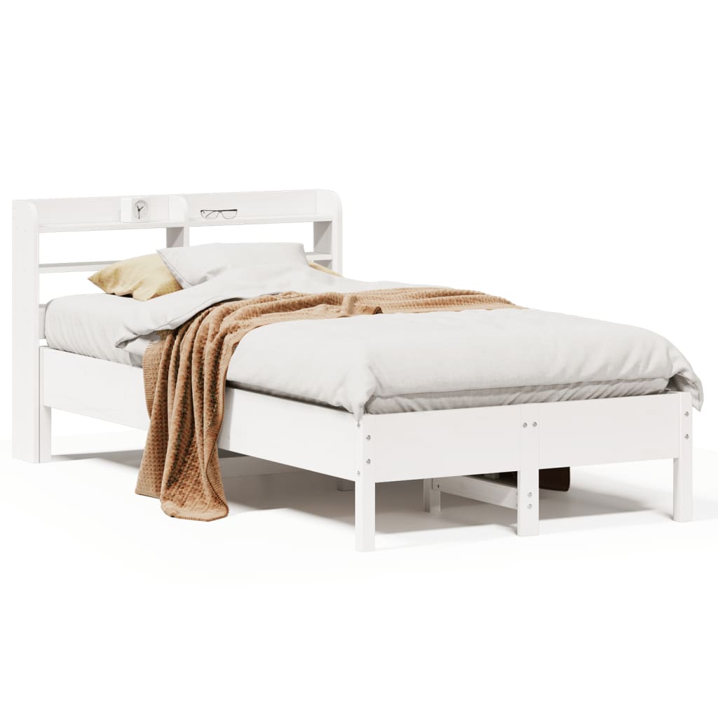 Bed Frame without Mattress White 120x190 cm Small Double Solid Wood Pine