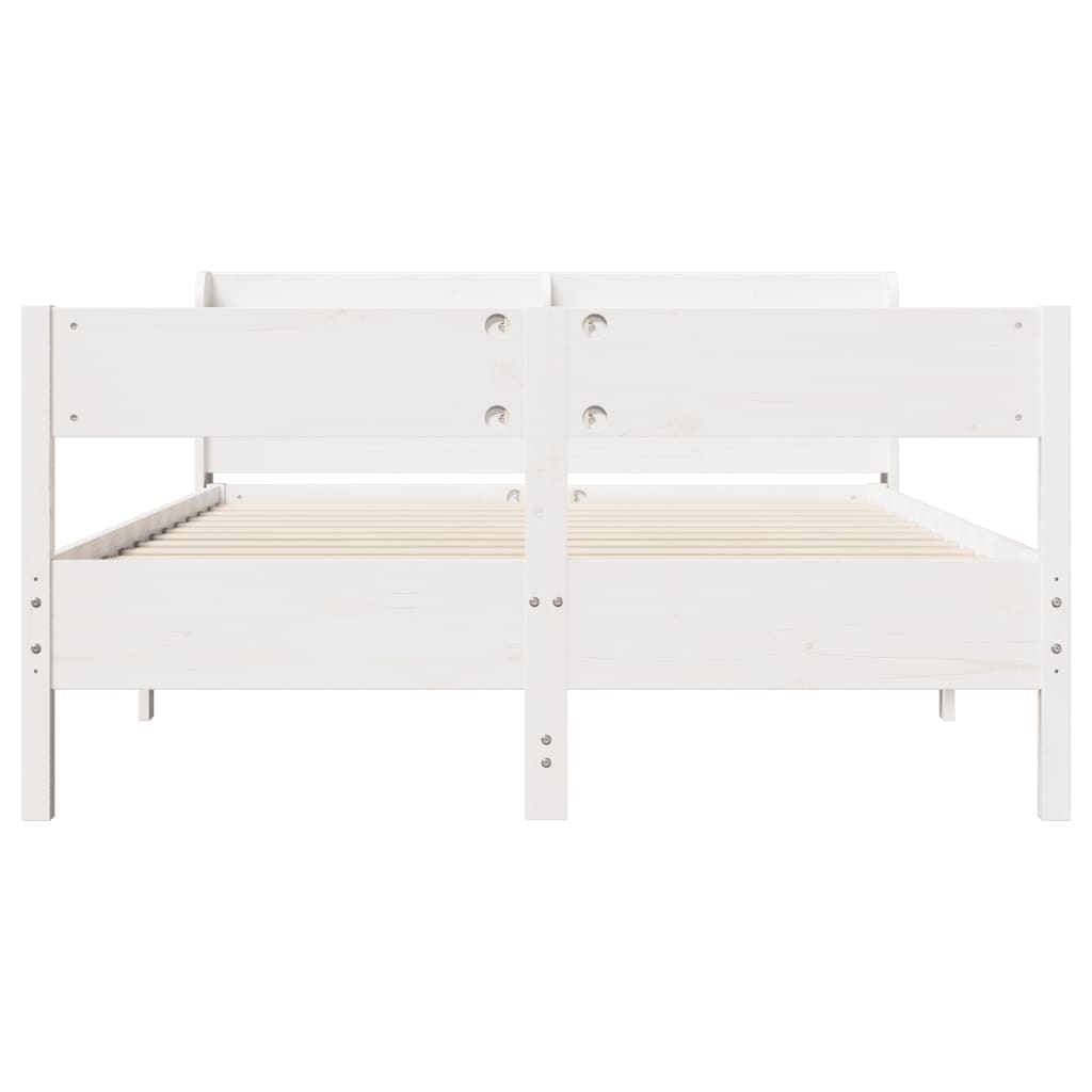 Bed Frame without Mattress White 150x200 cm King Size Solid Wood Pine