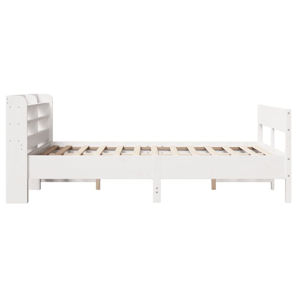 Bed Frame without Mattress White 150x200 cm King Size Solid Wood Pine
