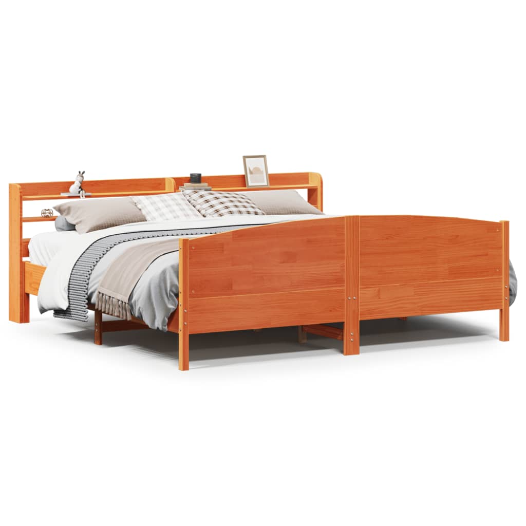 Bed Frame without Mattress Wax Brown 180x200 cm Super King Solid Wood Pine